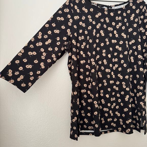 Talbots Plus Womens Black Floral Blouse Stretchy Longsleeve Scoop Neck Size 1X - Picture 4 of 11